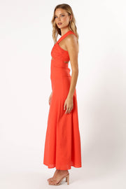 DRESSES @Luna One Shoulder Maxi Dress - Tangerine