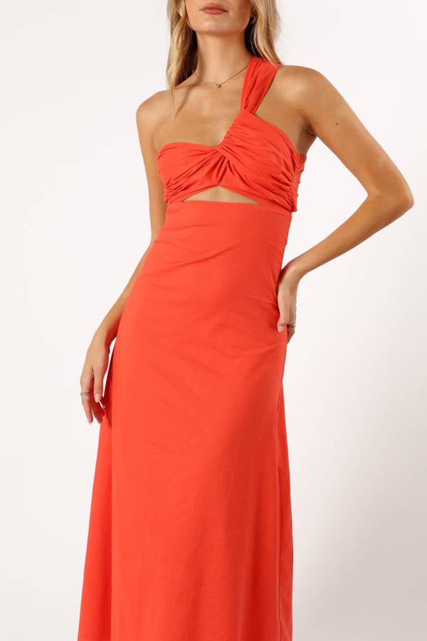 DRESSES @Luna One Shoulder Maxi Dress - Tangerine