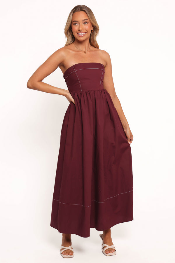DRESSES Lyanna Strapless Midi Dress - Cherry