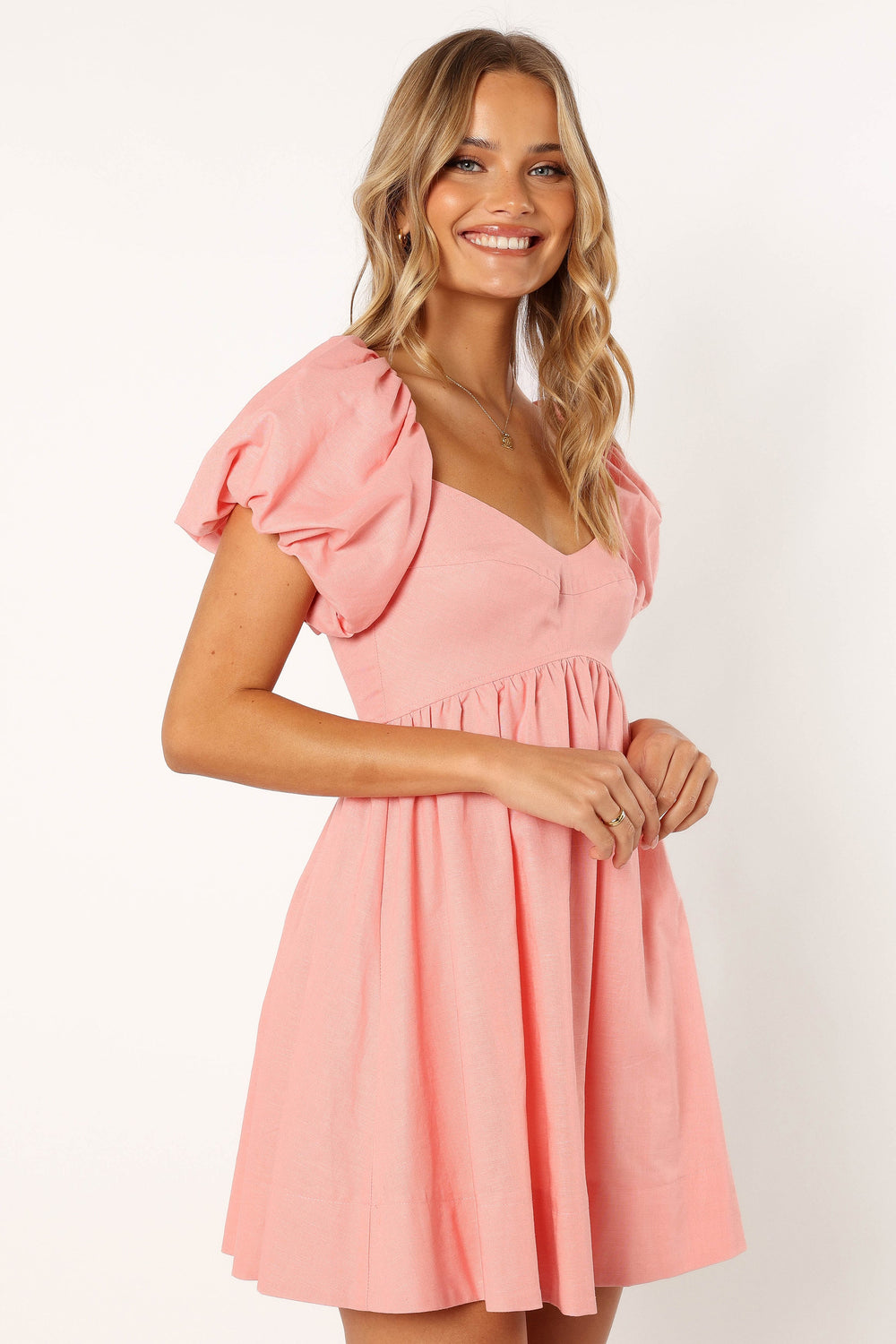 DRESSES @Lyon Puff Sleeve Mini Dress - Pink