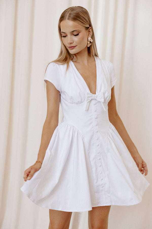 DRESSES Lyssa Bow Front Mini Dress - White