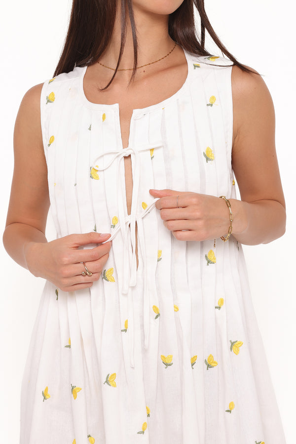 DRESSES Madeline Mini Dress - Embroidered Lemons