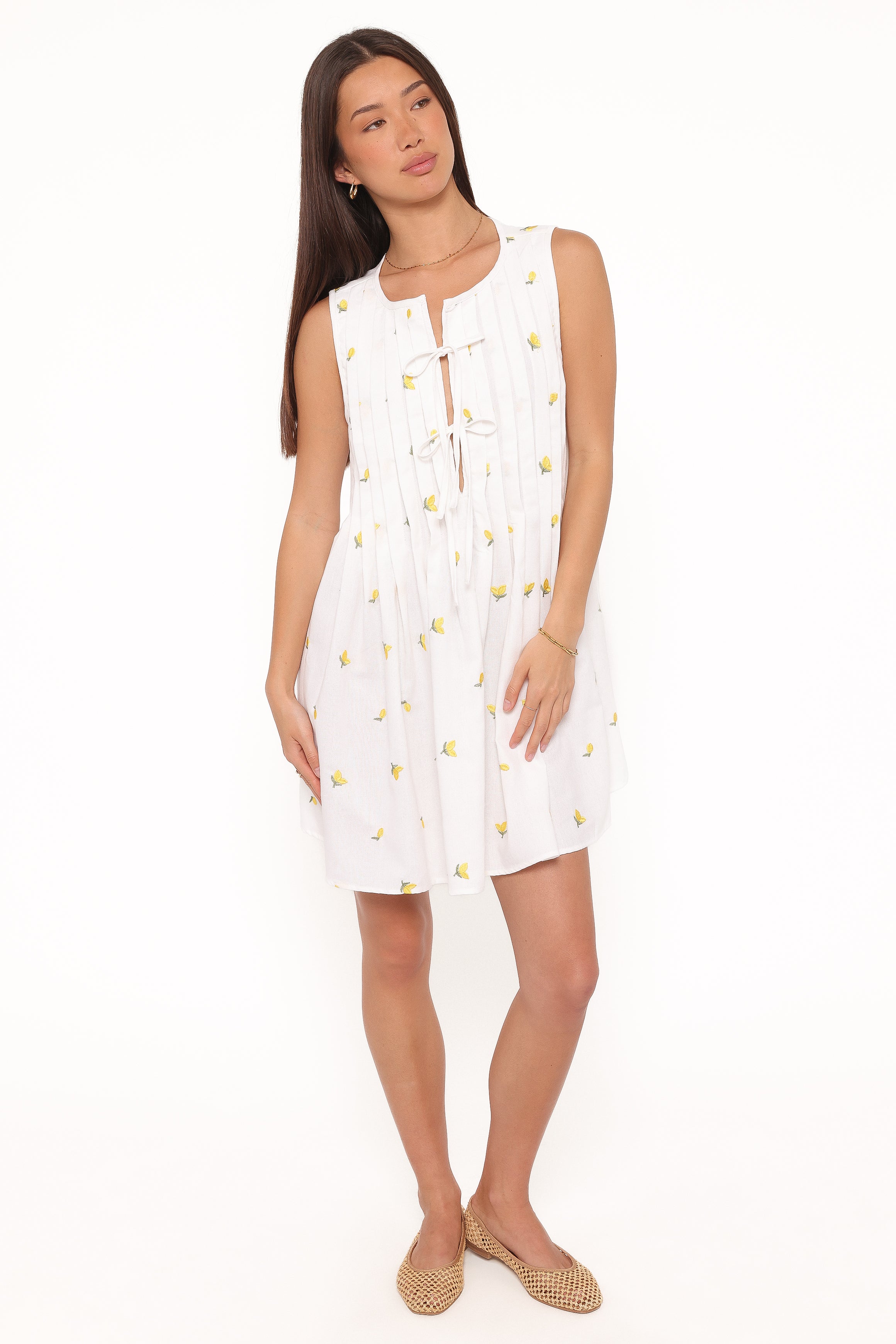 DRESSES Madeline Mini Dress - Embroidered Lemons