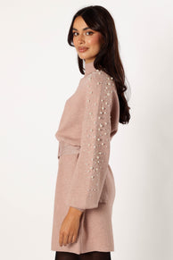 DRESSES @Maeve Longsleeve Mini Dress - Mocha