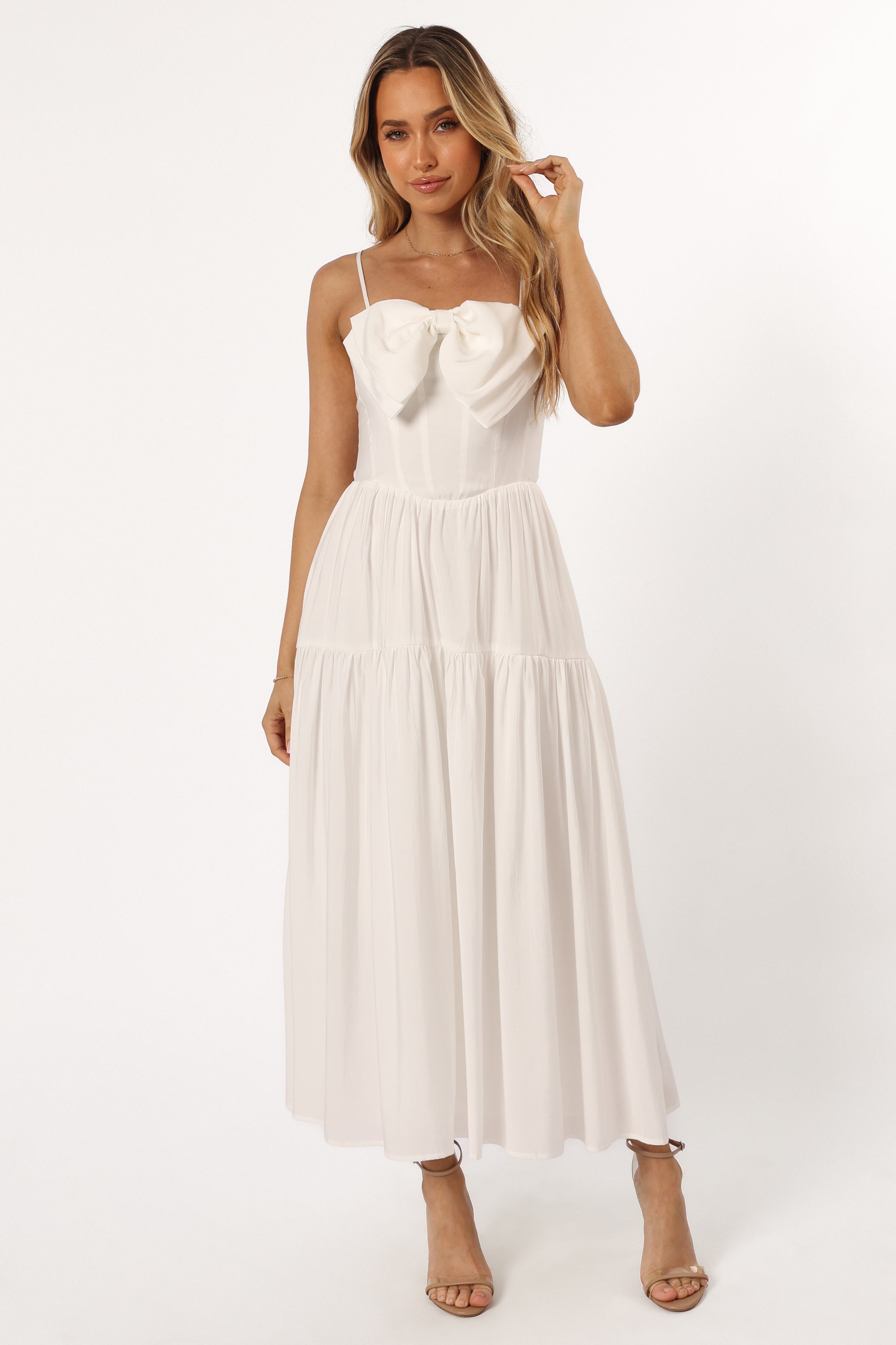 DRESSES @Maeve Midi Bow Dress - Ivory