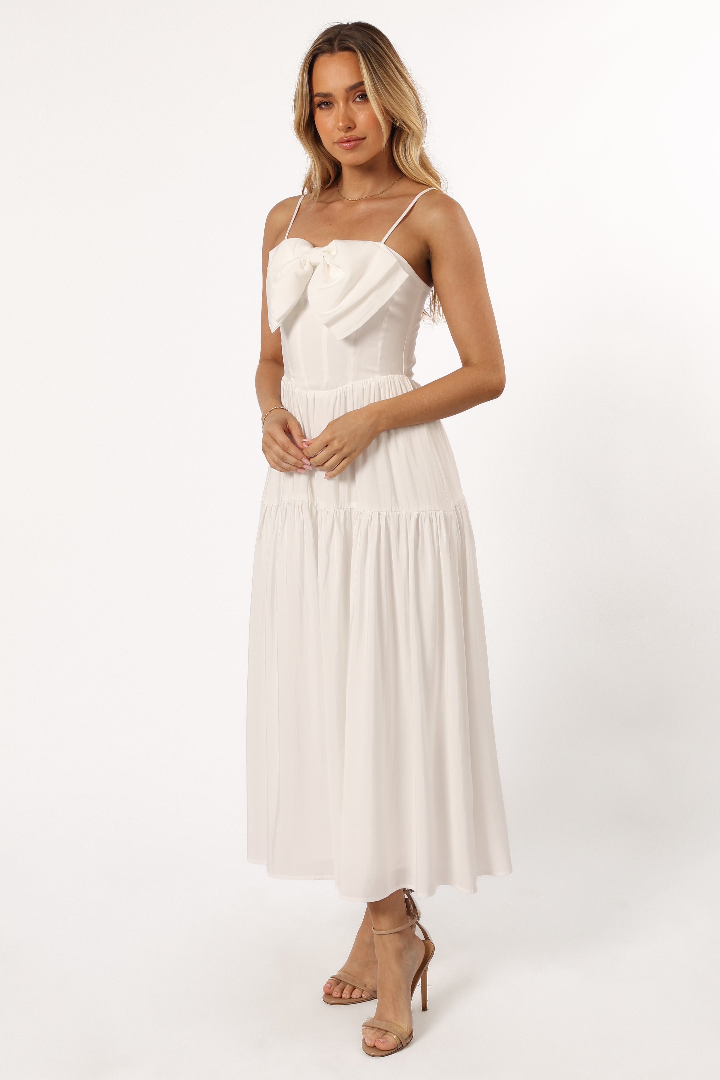 DRESSES @Maeve Midi Bow Dress - Ivory