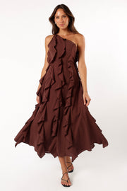 DRESSES @Maggy One Shoulder Dress - Chocolate