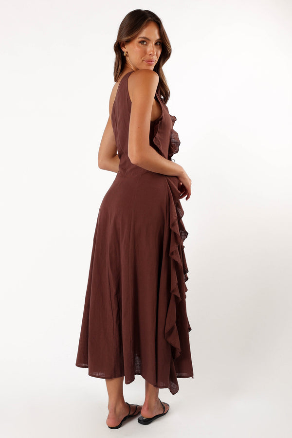 DRESSES @Maggy One Shoulder Dress - Chocolate