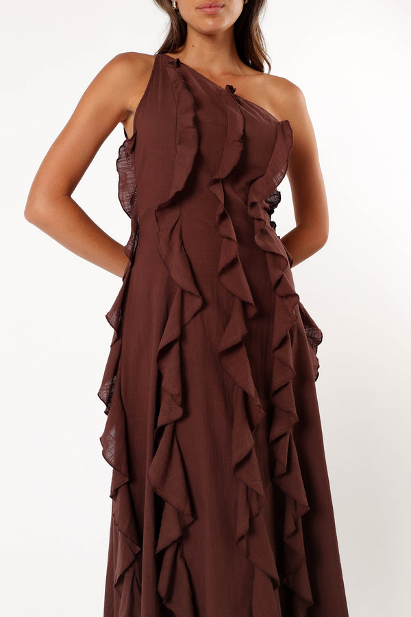 DRESSES @Maggy One Shoulder Dress - Chocolate