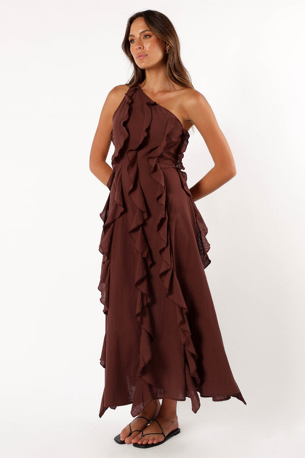 DRESSES @Maggy One Shoulder Dress - Chocolate