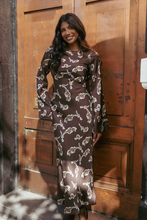 DRESSES Maia Long Sleeve Maxi Dress - Chocolate Orchid