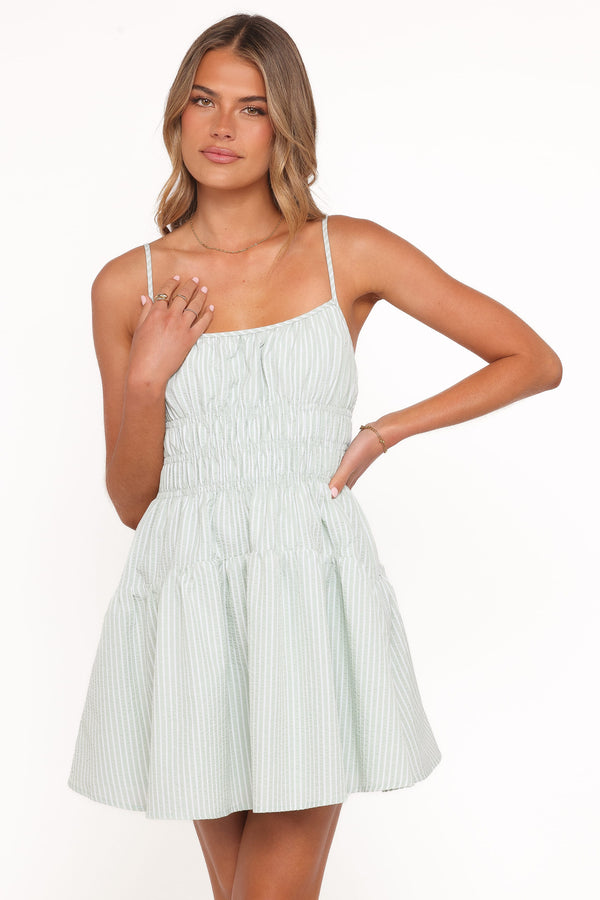 DRESSES Makayla Mini Dress - Green Stripe