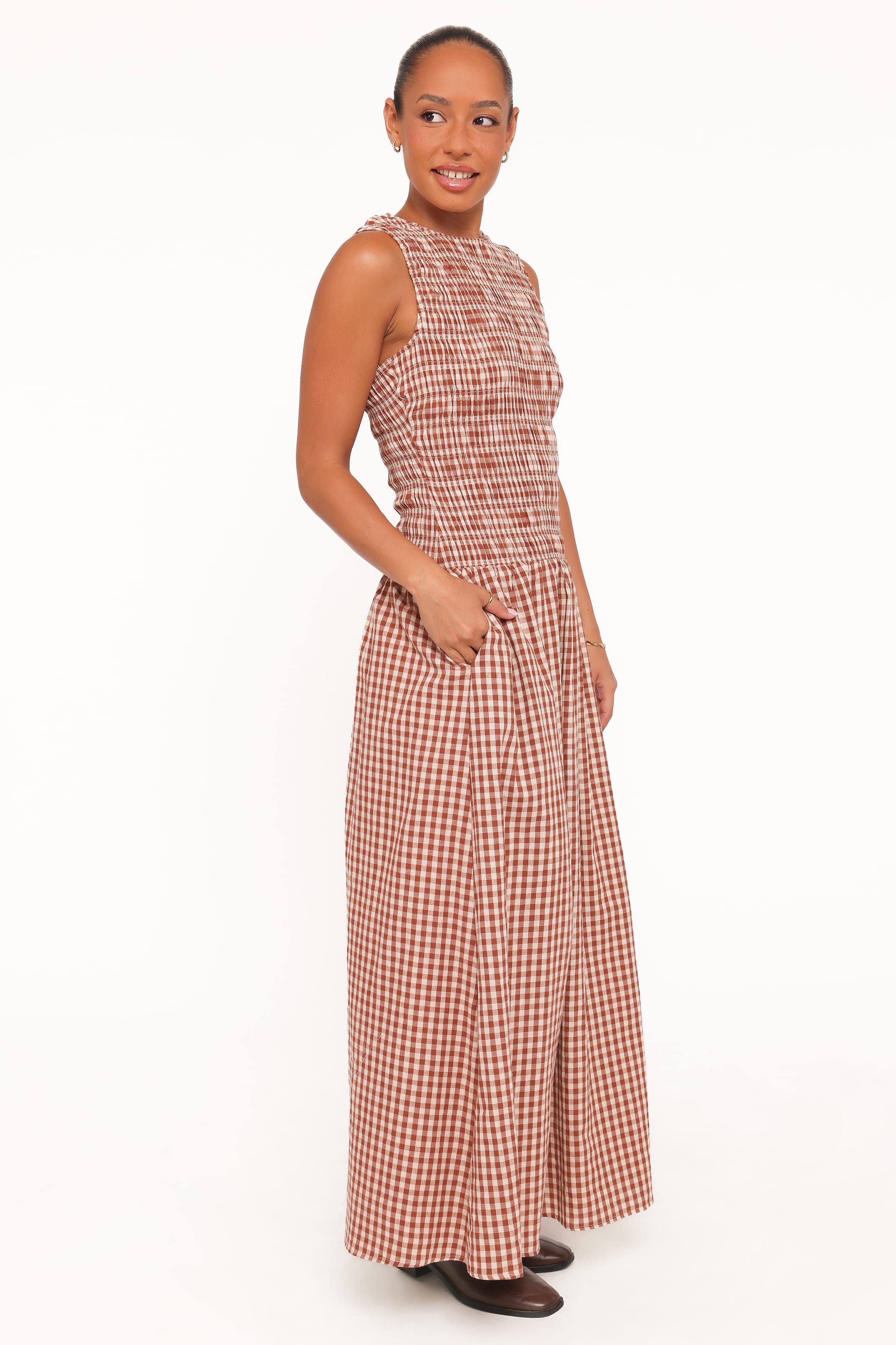 DRESSES Maleny Maxi Dress - Brown Gingham