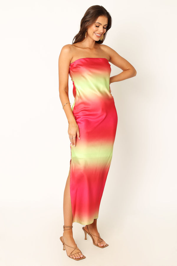 DRESSES @Malorca Strapless Maxi Dress - Pink Lime