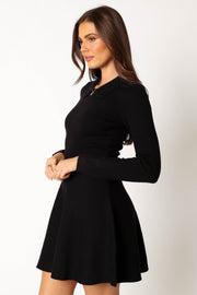 DRESSES @Marianne Longsleeve Mini Dress - Black