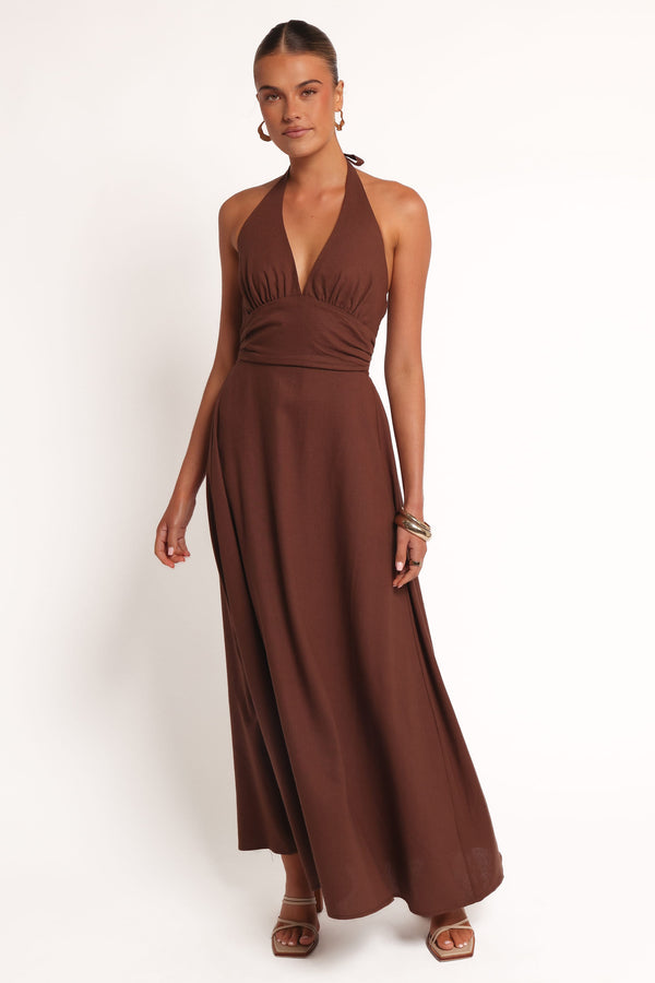 DRESSES Marie Halterneck Maxi Dress - Chocolate
