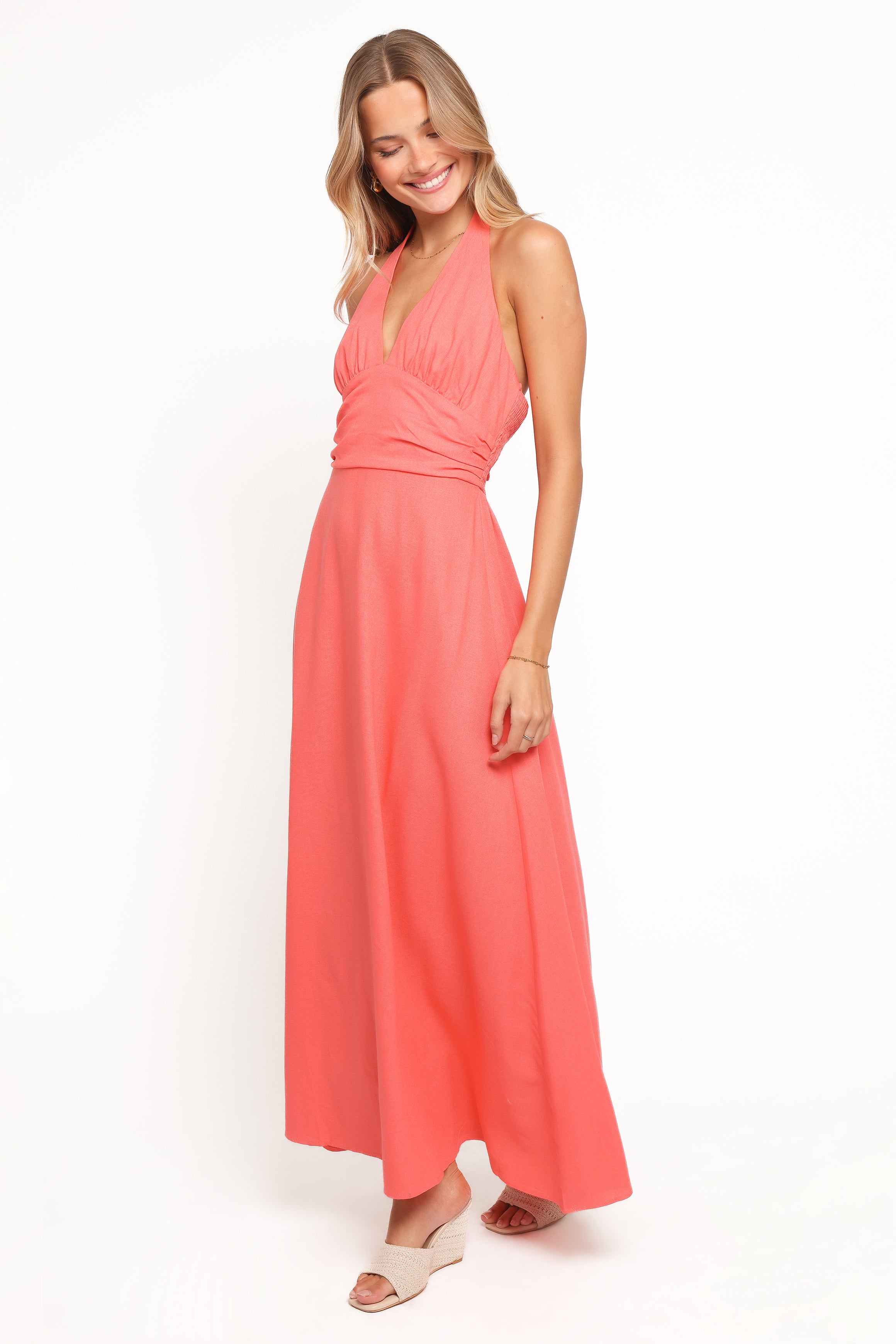 DRESSES Marie Halterneck Maxi Dress - Coral
