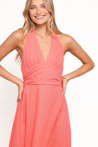 DRESSES Marie Halterneck Maxi Dress - Coral