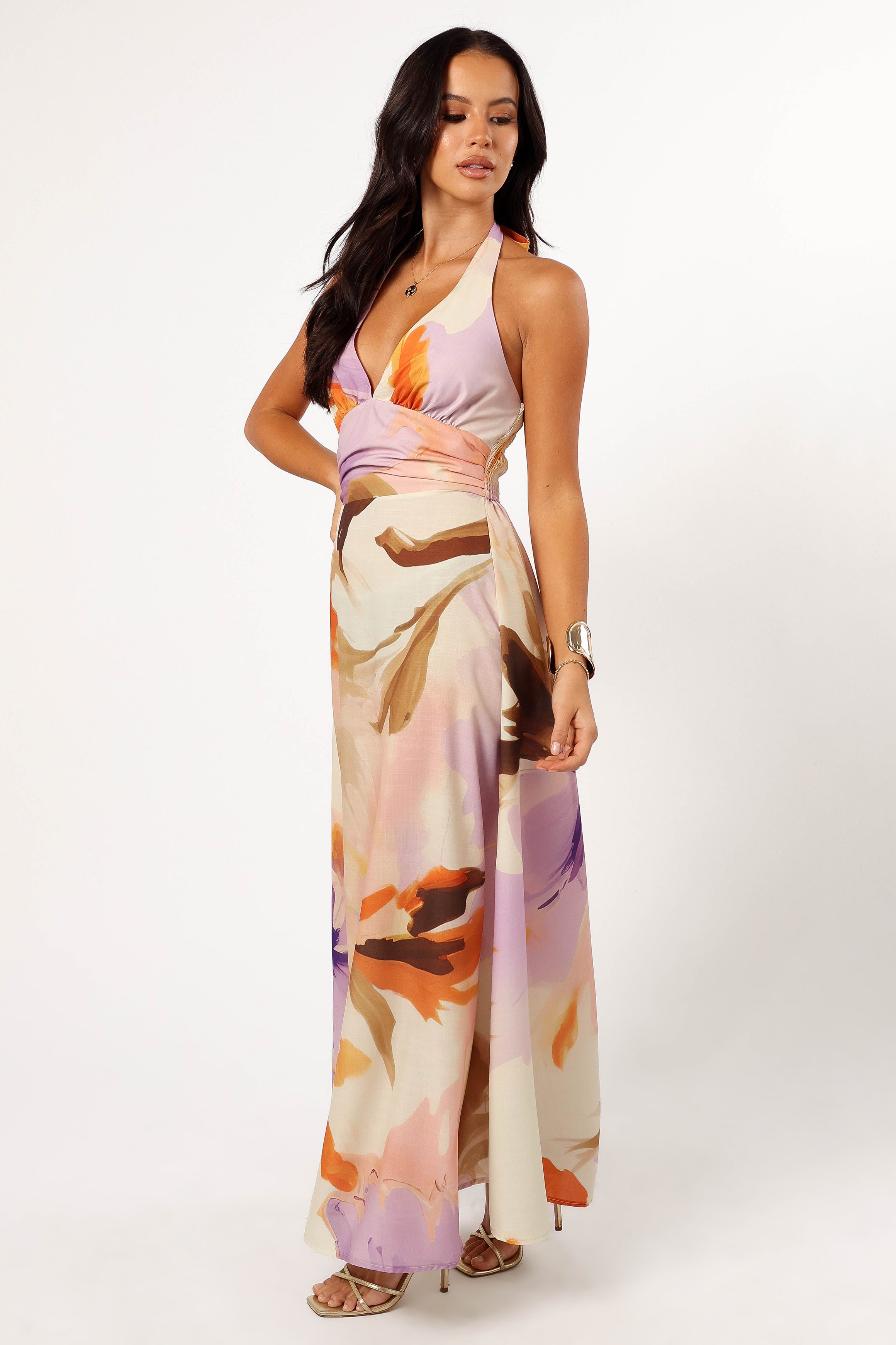DRESSES @Marie Halterneck Maxi Dress - Multi (Hold for Euro Summer)