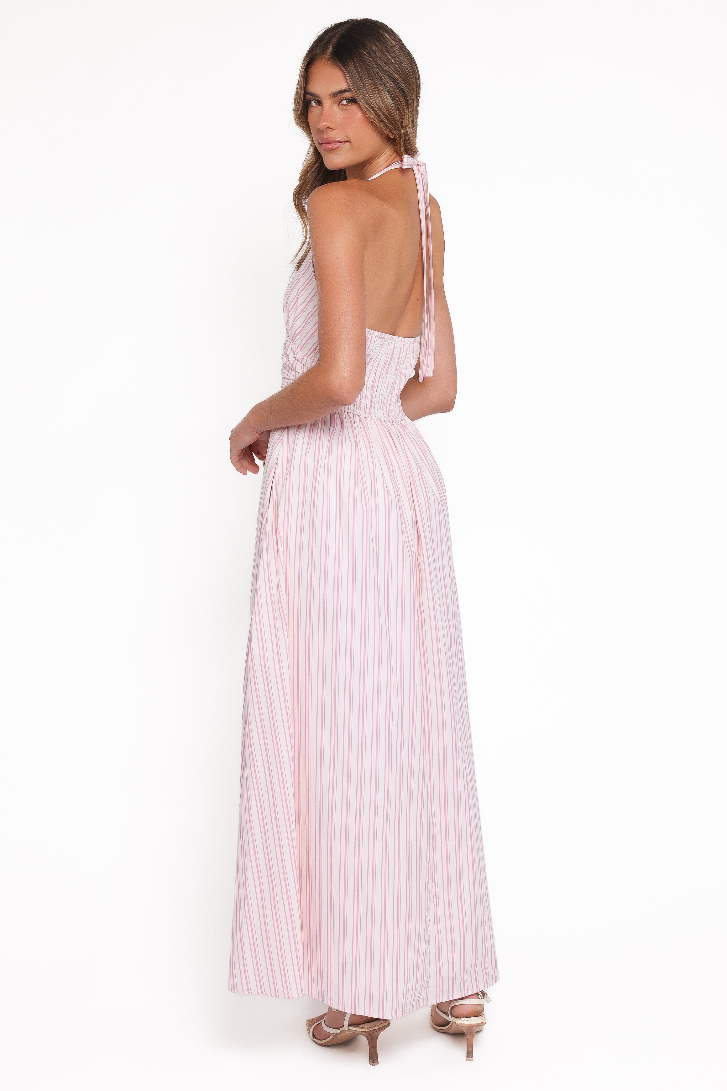 DRESSES Marie Halterneck Maxi Dress - Pink Stripe