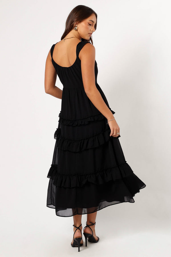 DRESSES @Marli Ruffle Midi Dress - Black