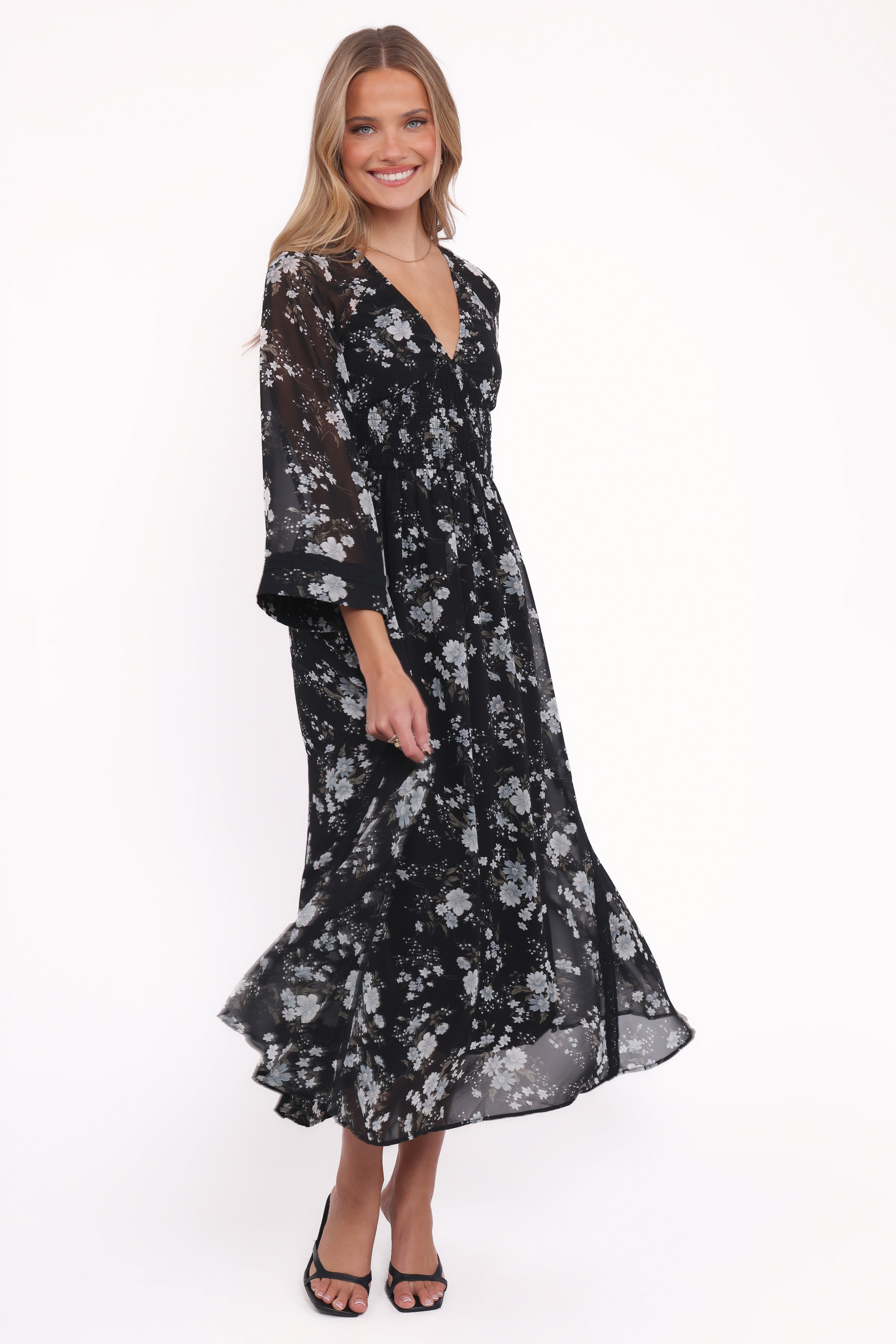 DRESSES Mavis Long Sleeve Maxi Dress - Black Floral