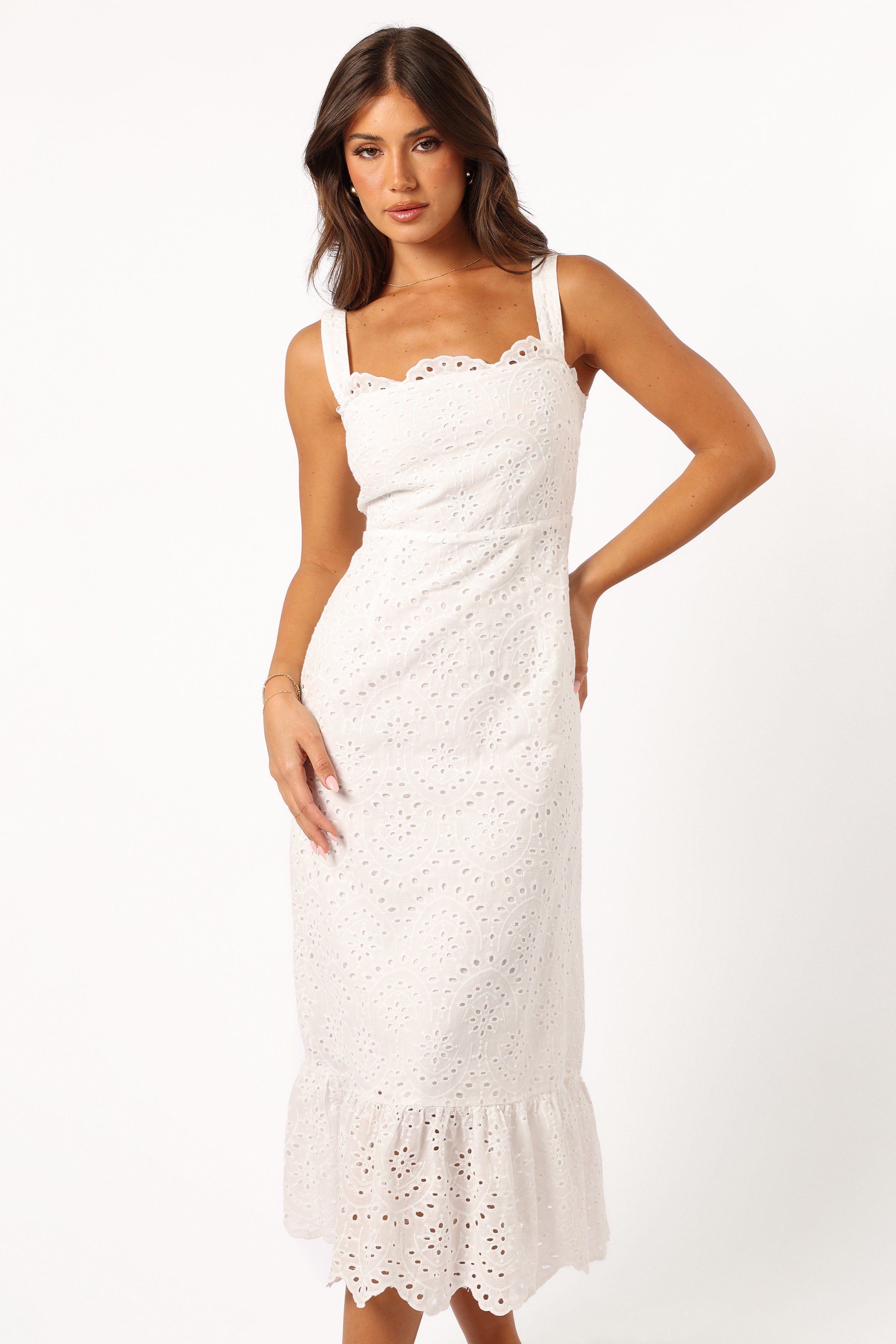 DRESSES Meadow Lace Midi Dress - Ivory