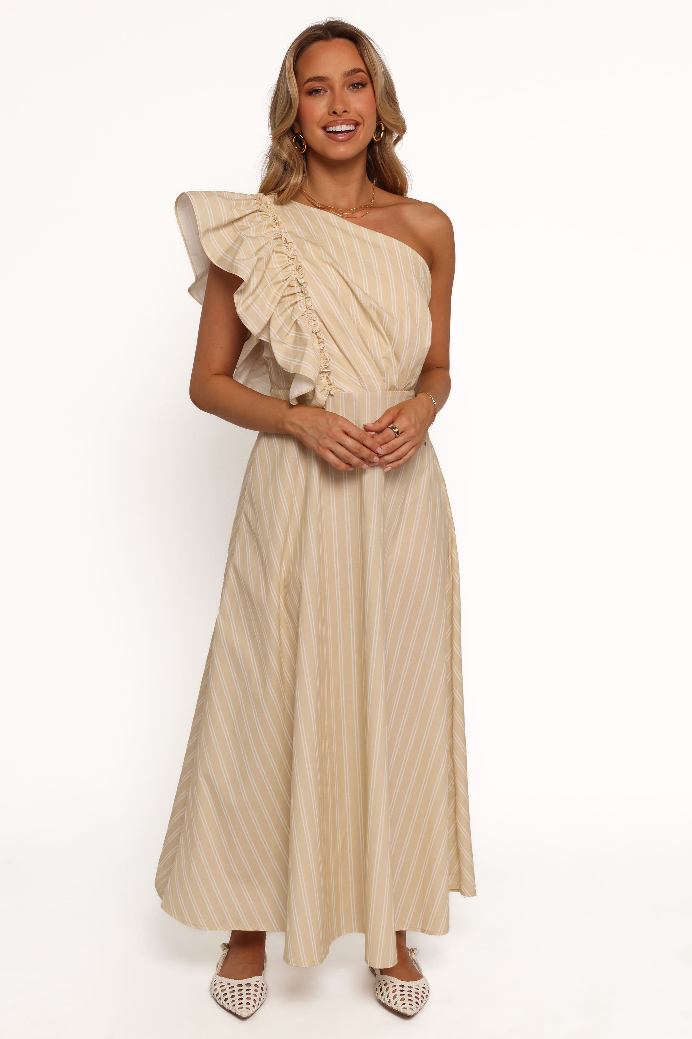 DRESSES Meggy Maxi Dress - Sand/White