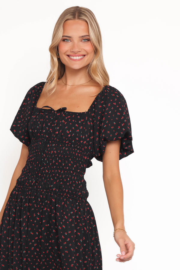DRESSES Melantha Midi Dress - Black Floral