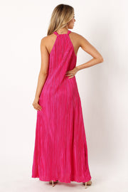 DRESSES @Melody Halterneck Plisse Midi Dress - Pink