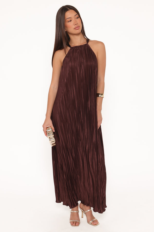 DRESSES Melody Plisse Halter Maxi Dress - Brown