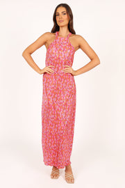 DRESSES @Melody Plisse Halter Maxi Dress - Hot Pink