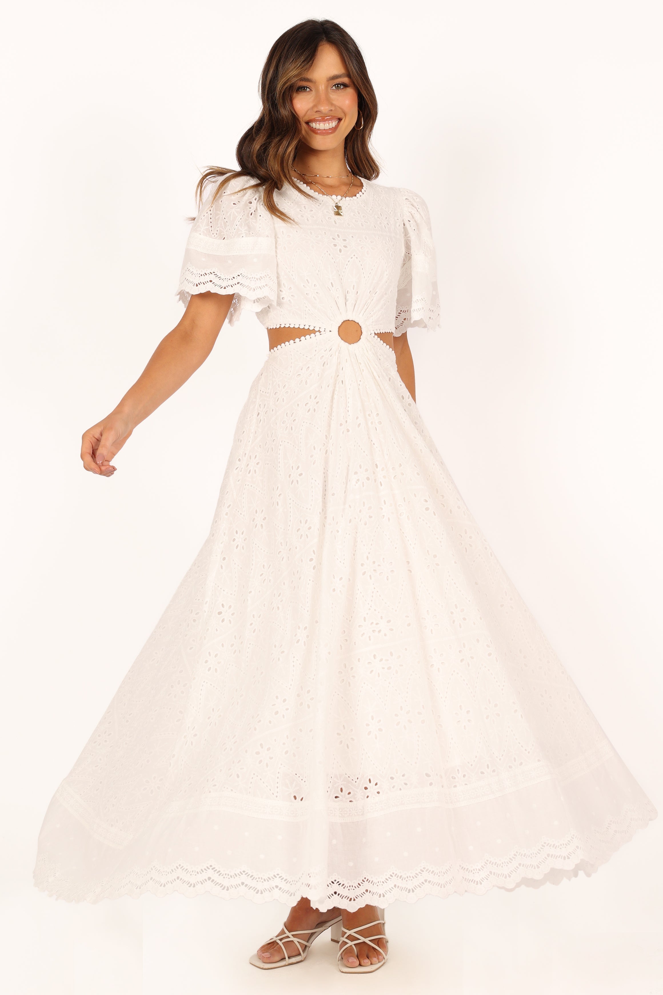 DRESSES @Merletto Cut Out Midi Dress - White