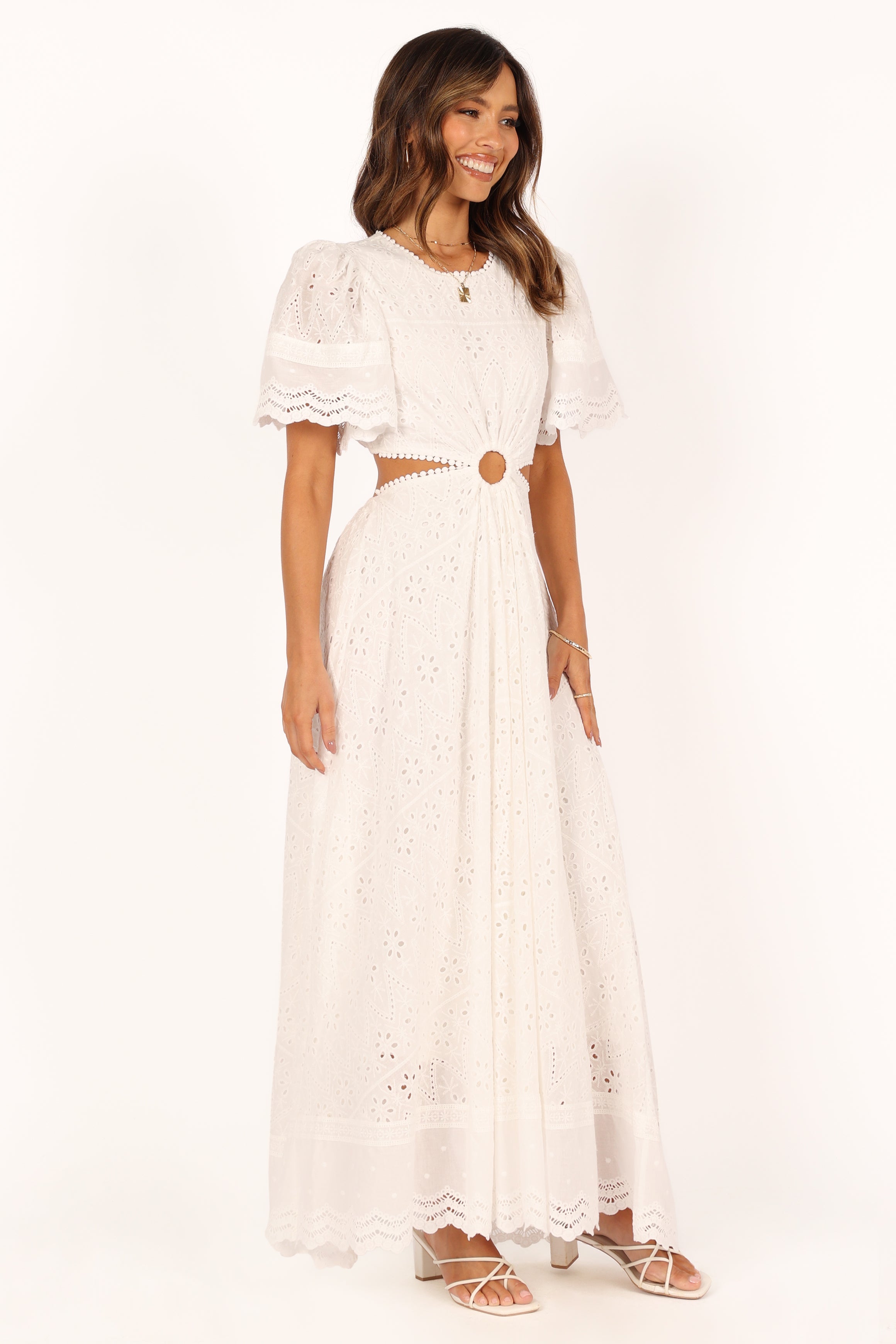 DRESSES @Merletto Cut Out Midi Dress - White