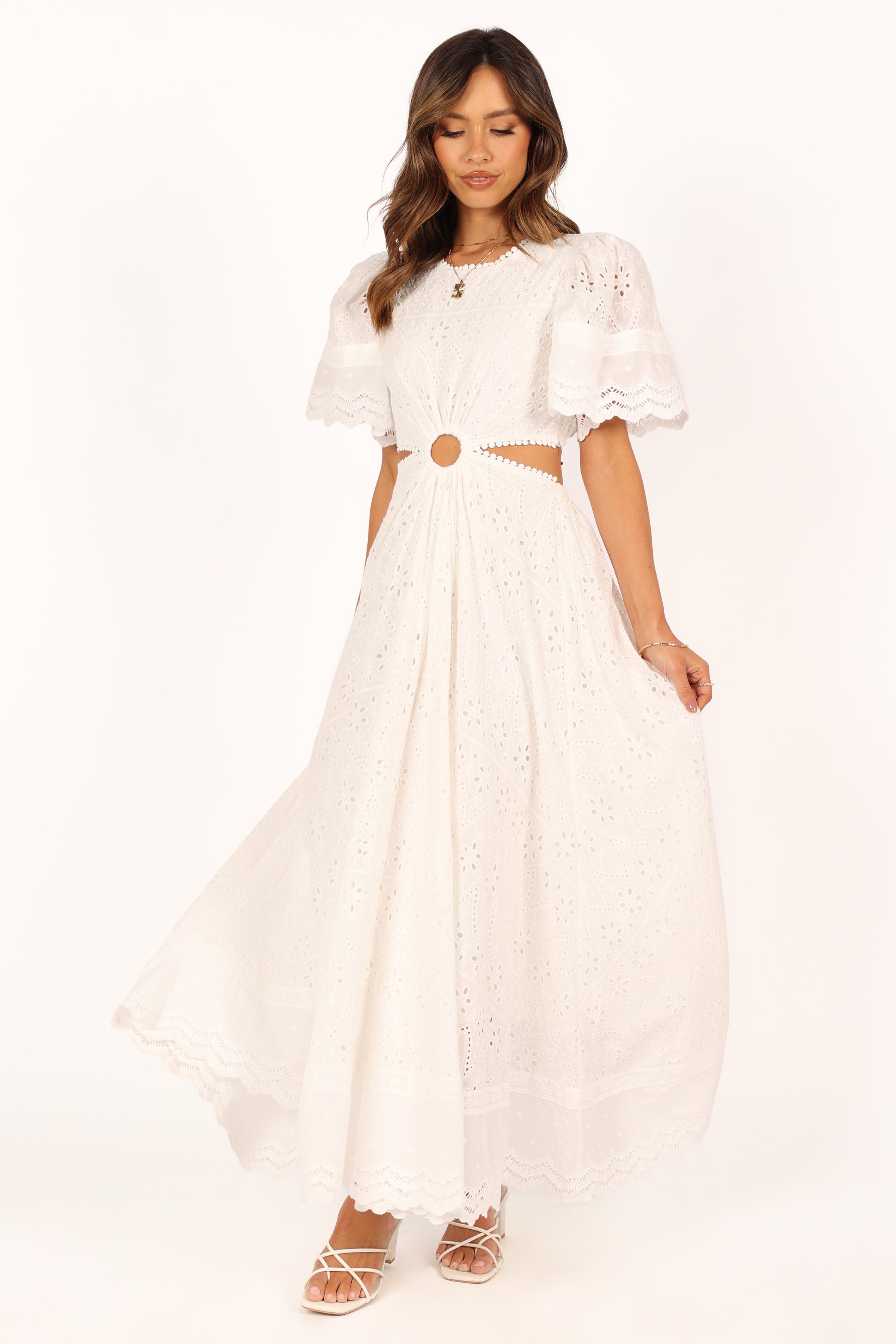 DRESSES @Merletto Cut Out Midi Dress - White