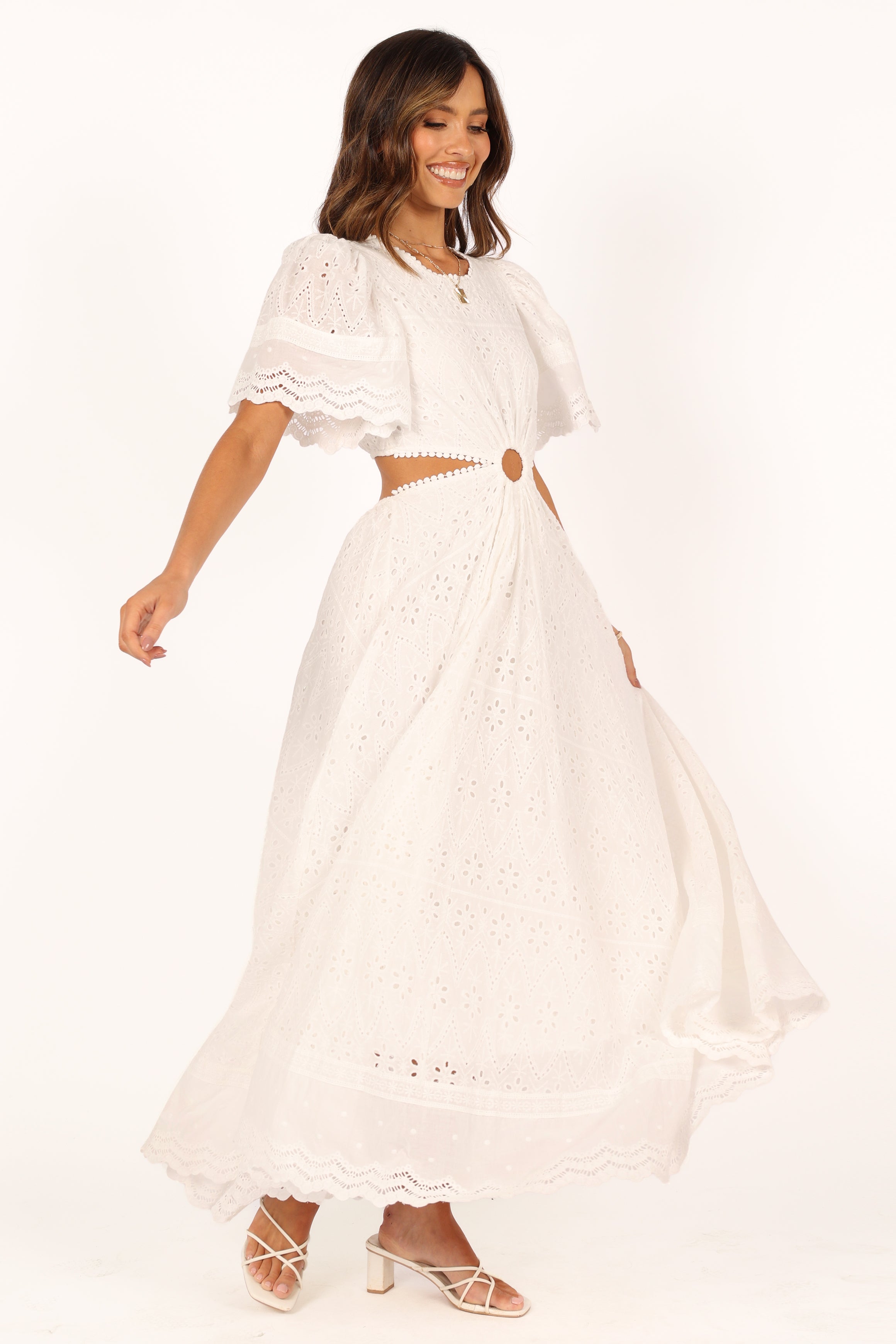 DRESSES @Merletto Cut Out Midi Dress - White