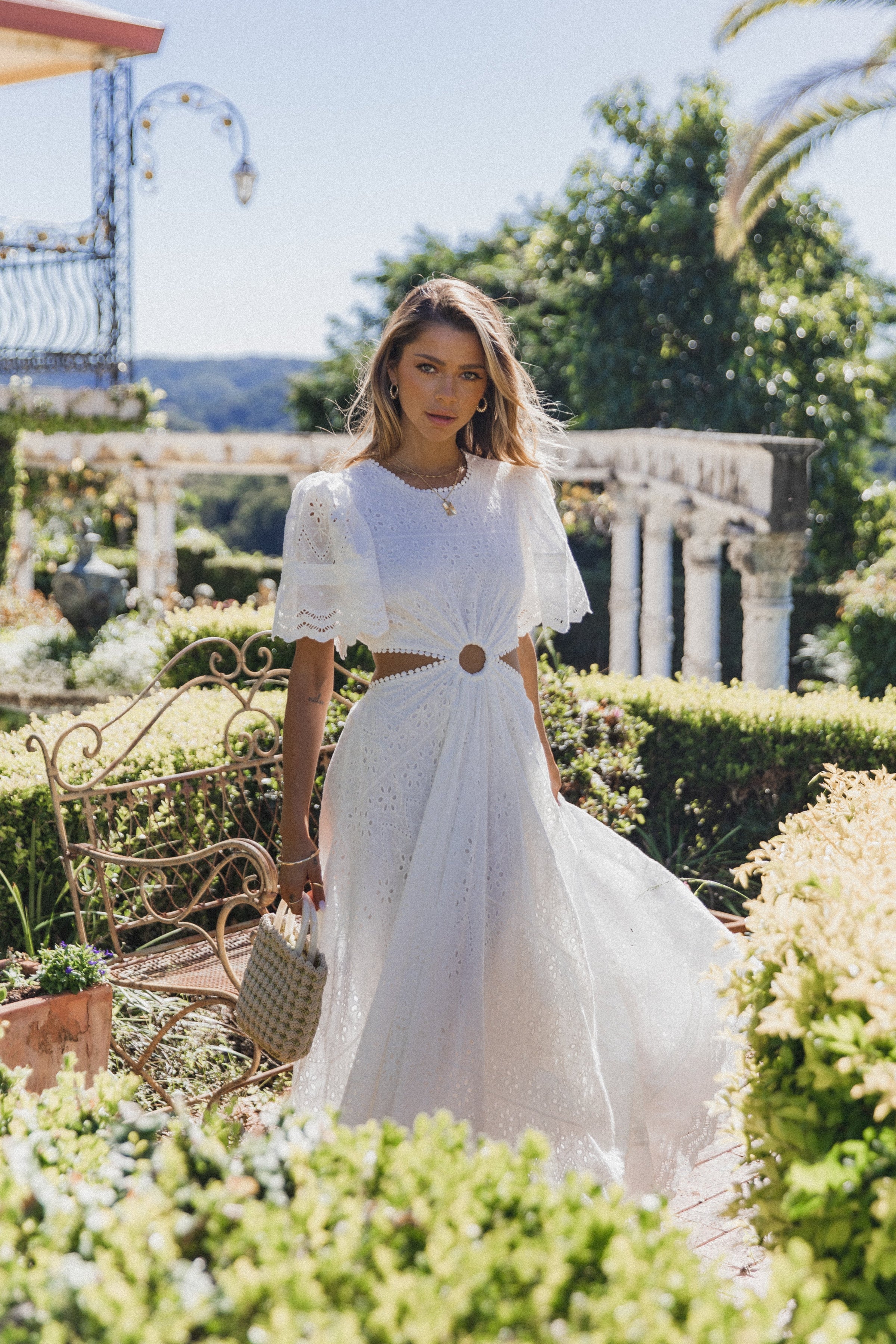 DRESSES @Merletto Cut Out Midi Dress - White
