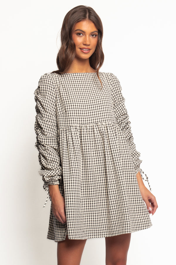 DRESSES Micaela Long Sleeve Mini Dress - Black Gingham