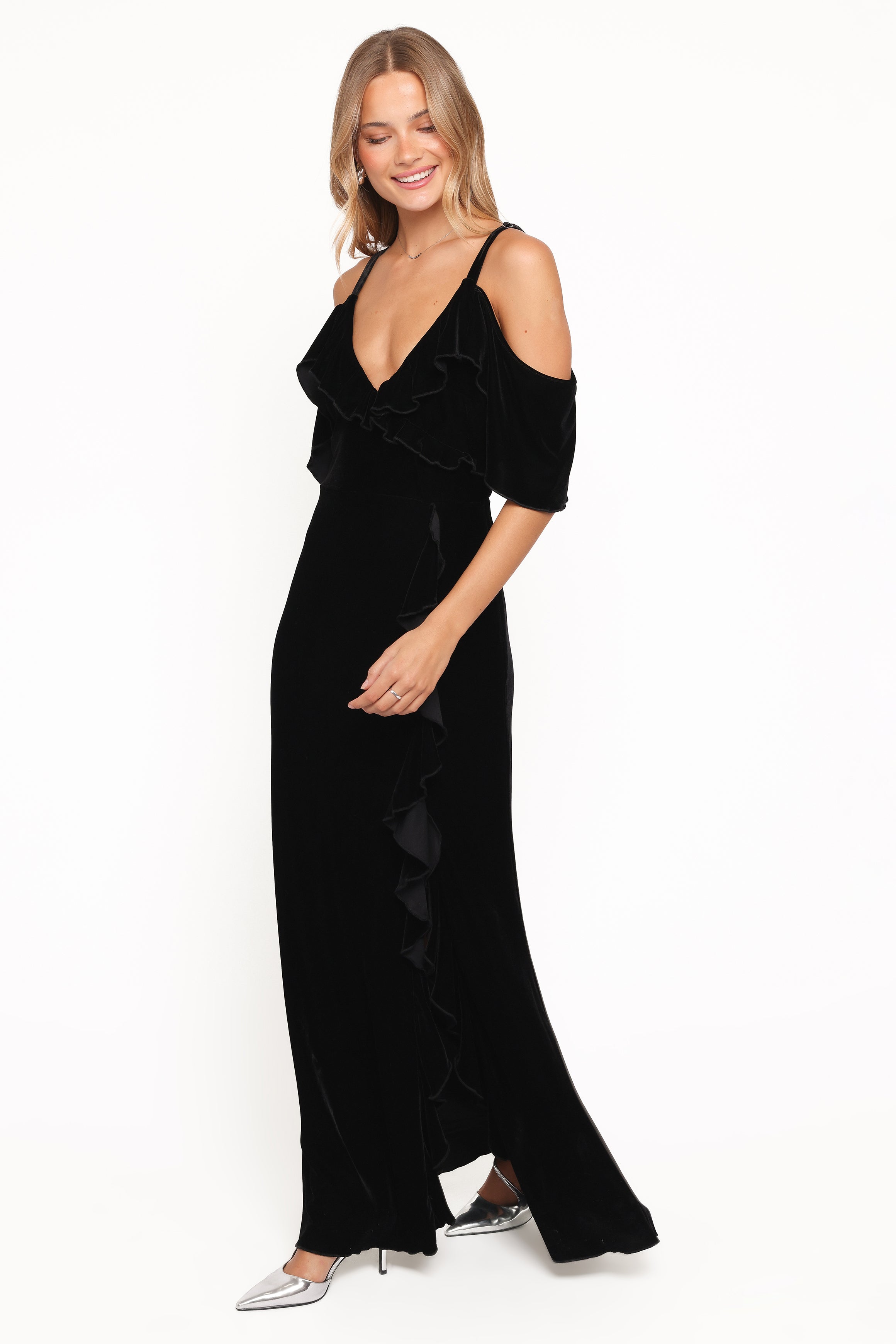 DRESSES Micah Off Shoulder Velvet Maxi Dress - Black