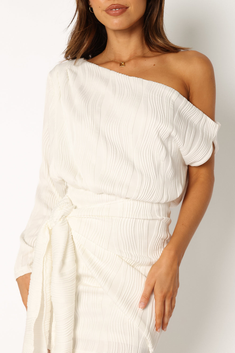 DRESSES @Micki One Shoulder Mini Dress - White