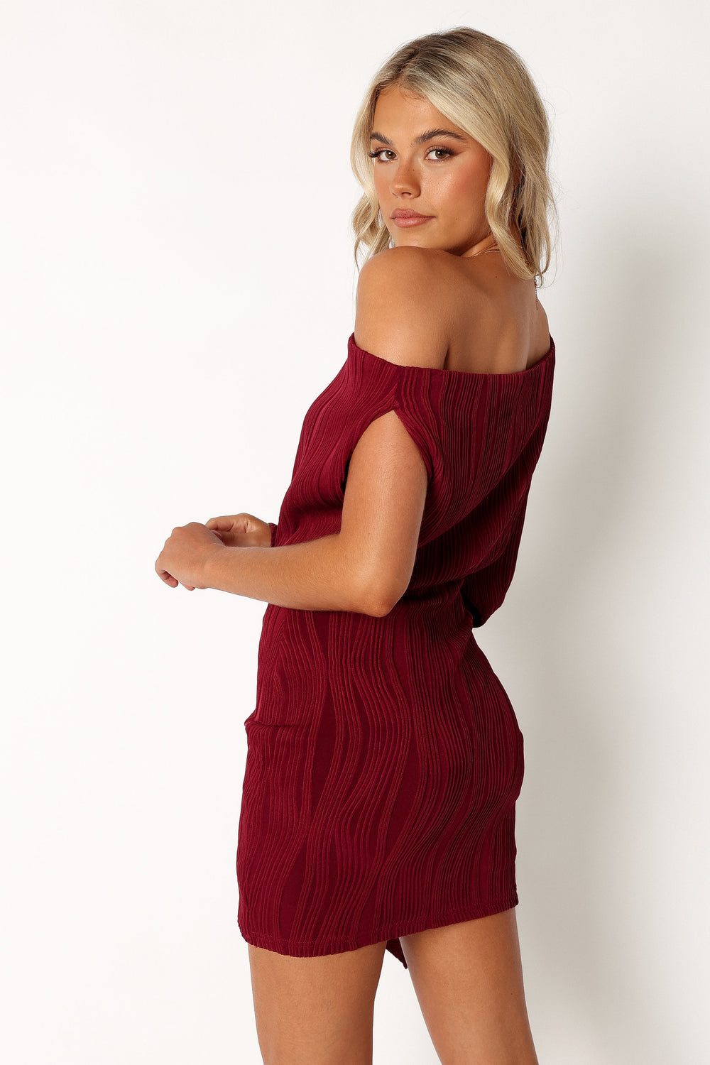 DRESSES @Micki One Shoulder Mini Dress - Wine