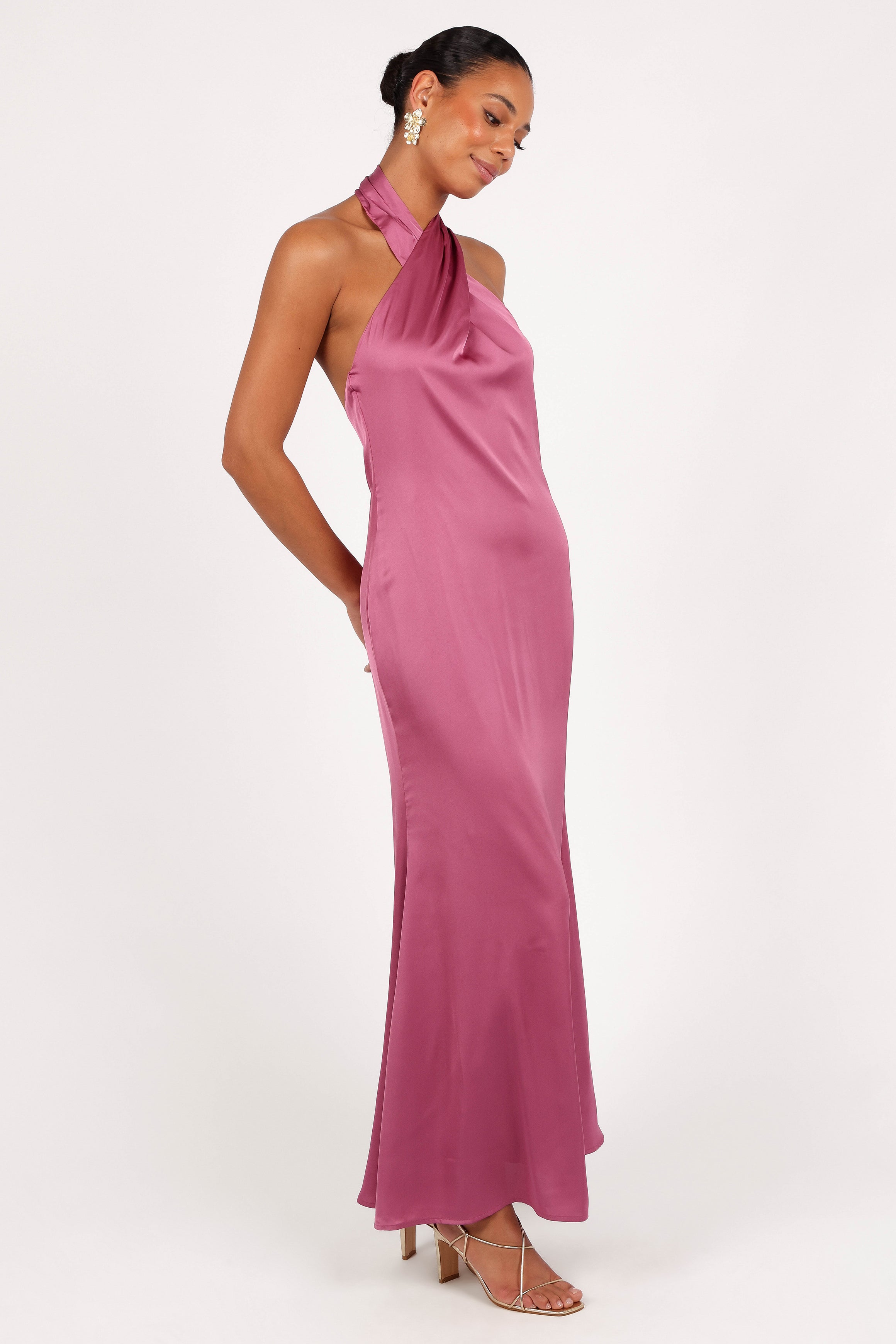 DRESSES Mila Halterneck Maxi Dress - Dark Rose