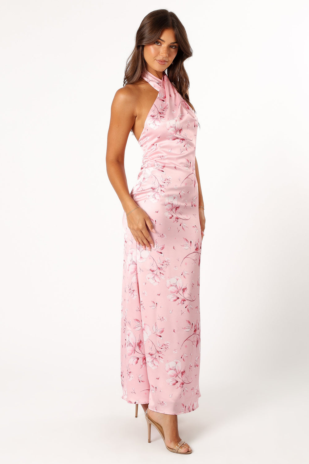 DRESSES @Mila Halterneck Maxi Dress - Pink Floral (Hold for Modern Romance)