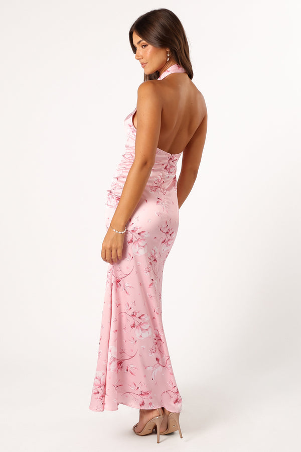 DRESSES @Mila Halterneck Maxi Dress - Pink Floral (Hold for Modern Romance)