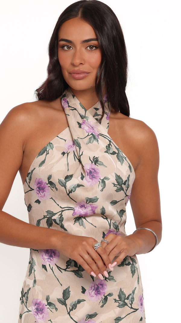DRESSES Mila Halterneck Maxi Dress - Purple Floral