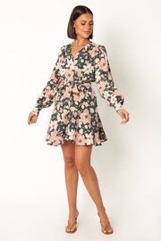 DRESSES @Mila Longsleeve Wrap Mini Dress - Floral