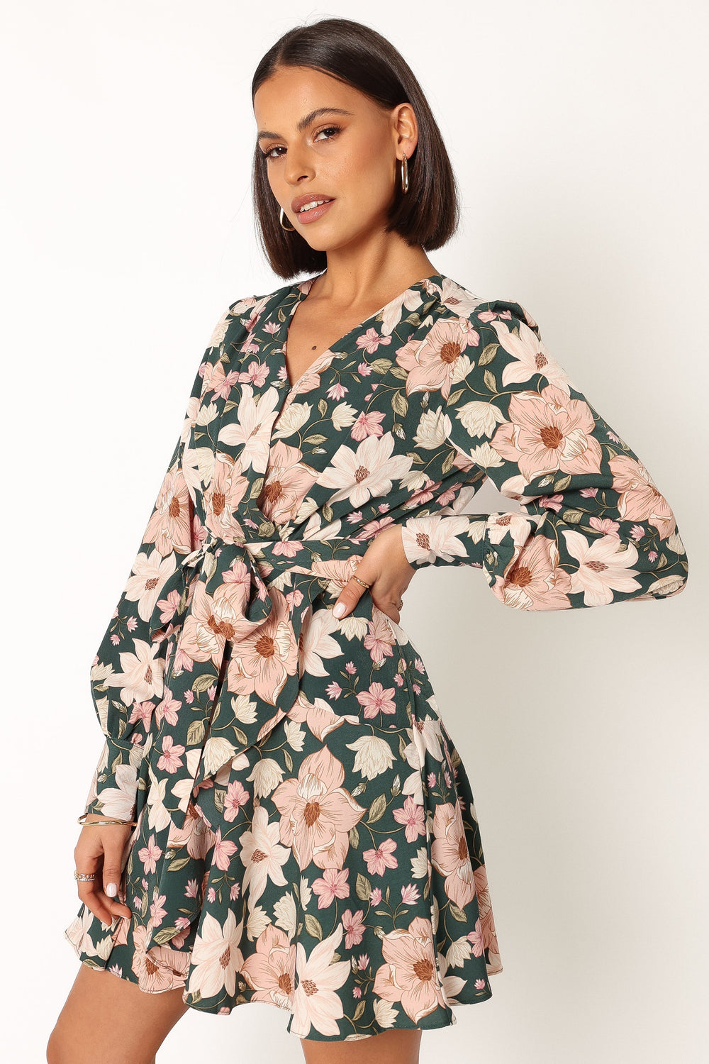 Mila Long Sleeve Wrap Mini Dress - Floral - Petal & Pup