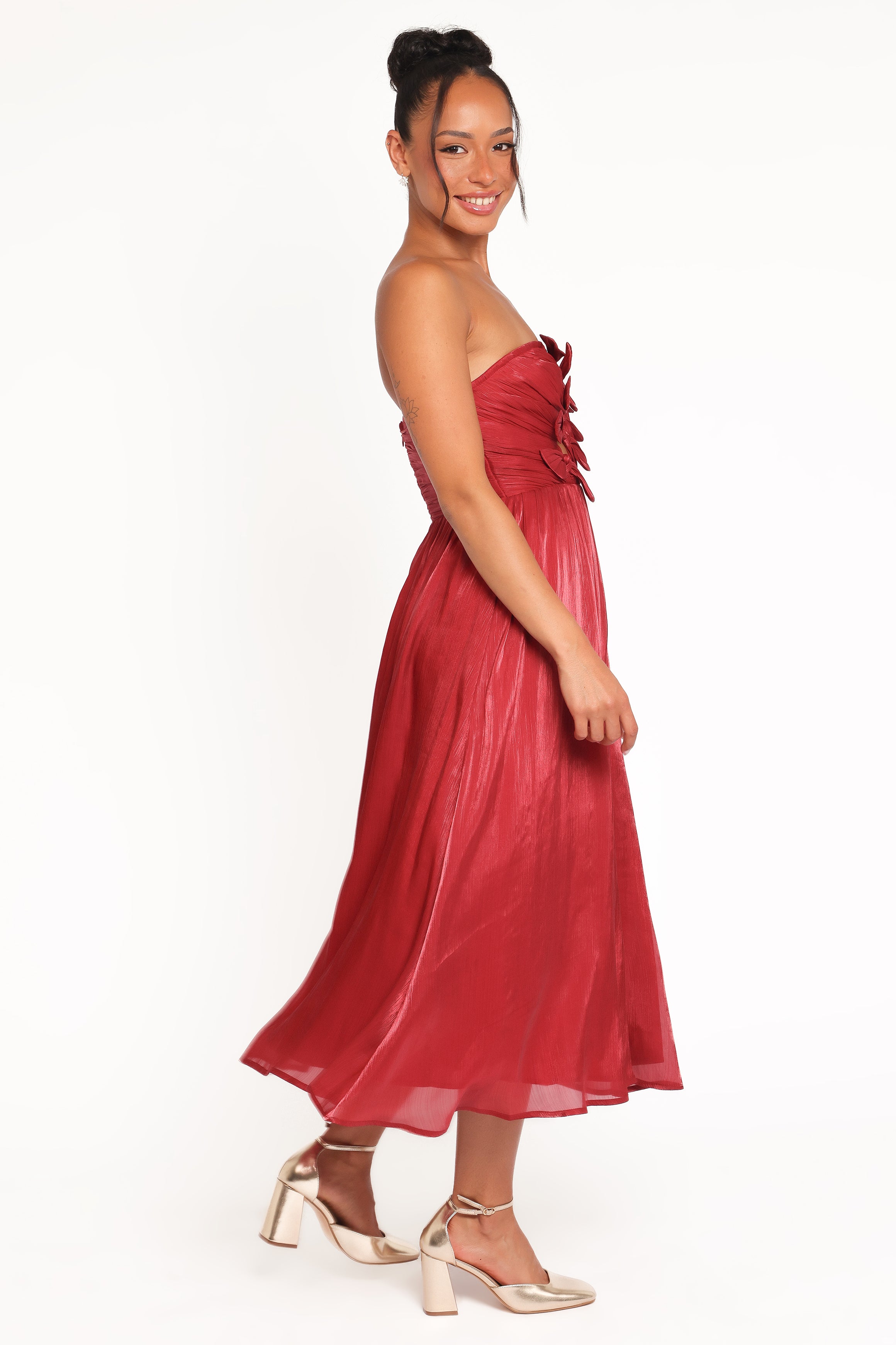 DRESSES Mila Strapless Midi Dress - Red
