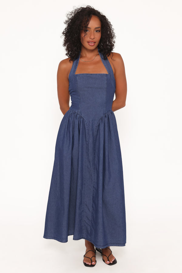 DRESSES Milford Halterneck Midi Dress - Dark Denim