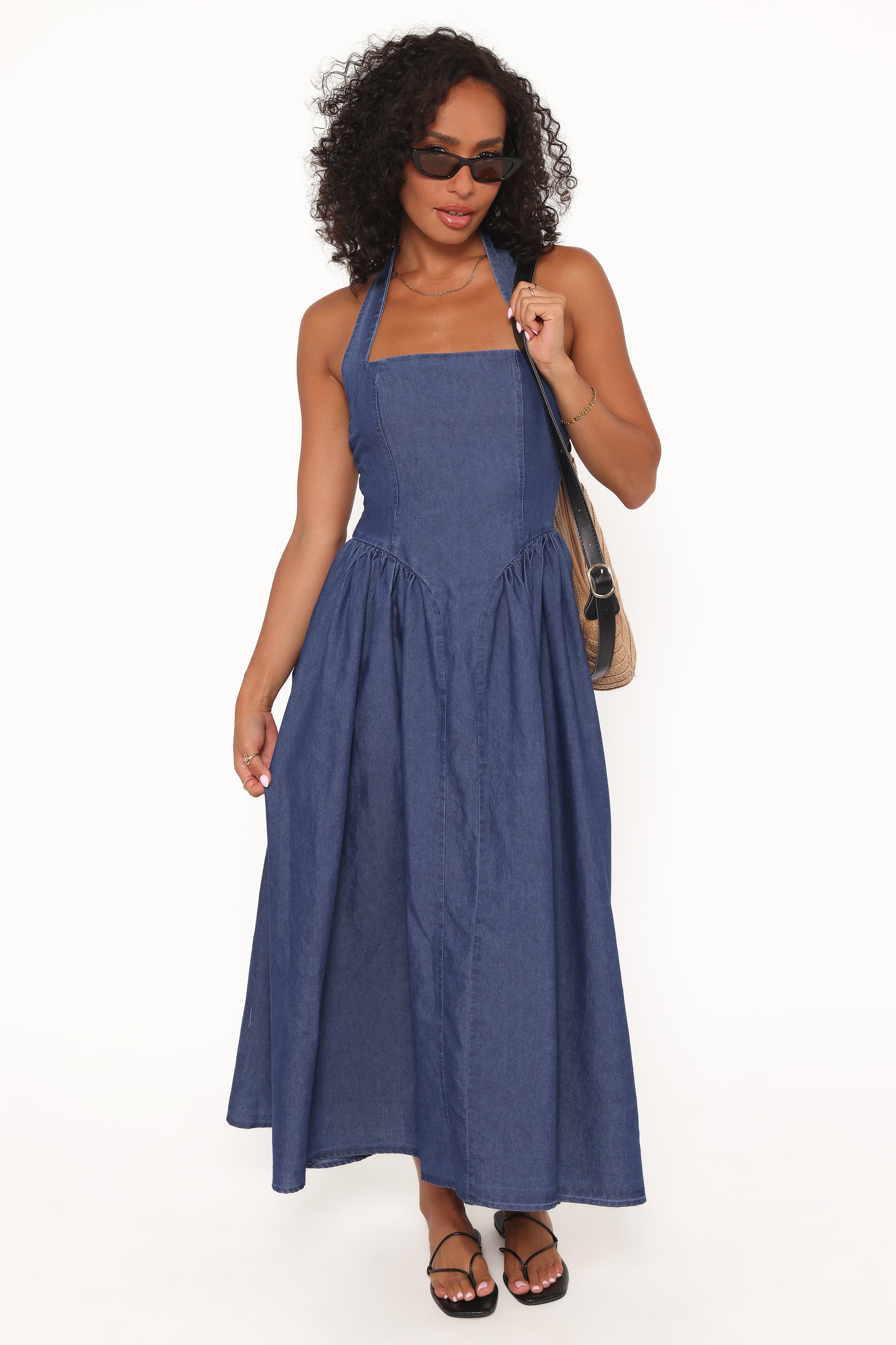 DRESSES Milford Halterneck Midi Dress - Dark Denim